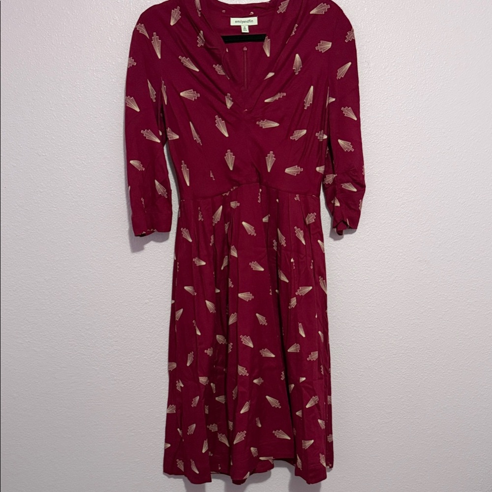 Emily and Fin Maroon Printed Midi Dress